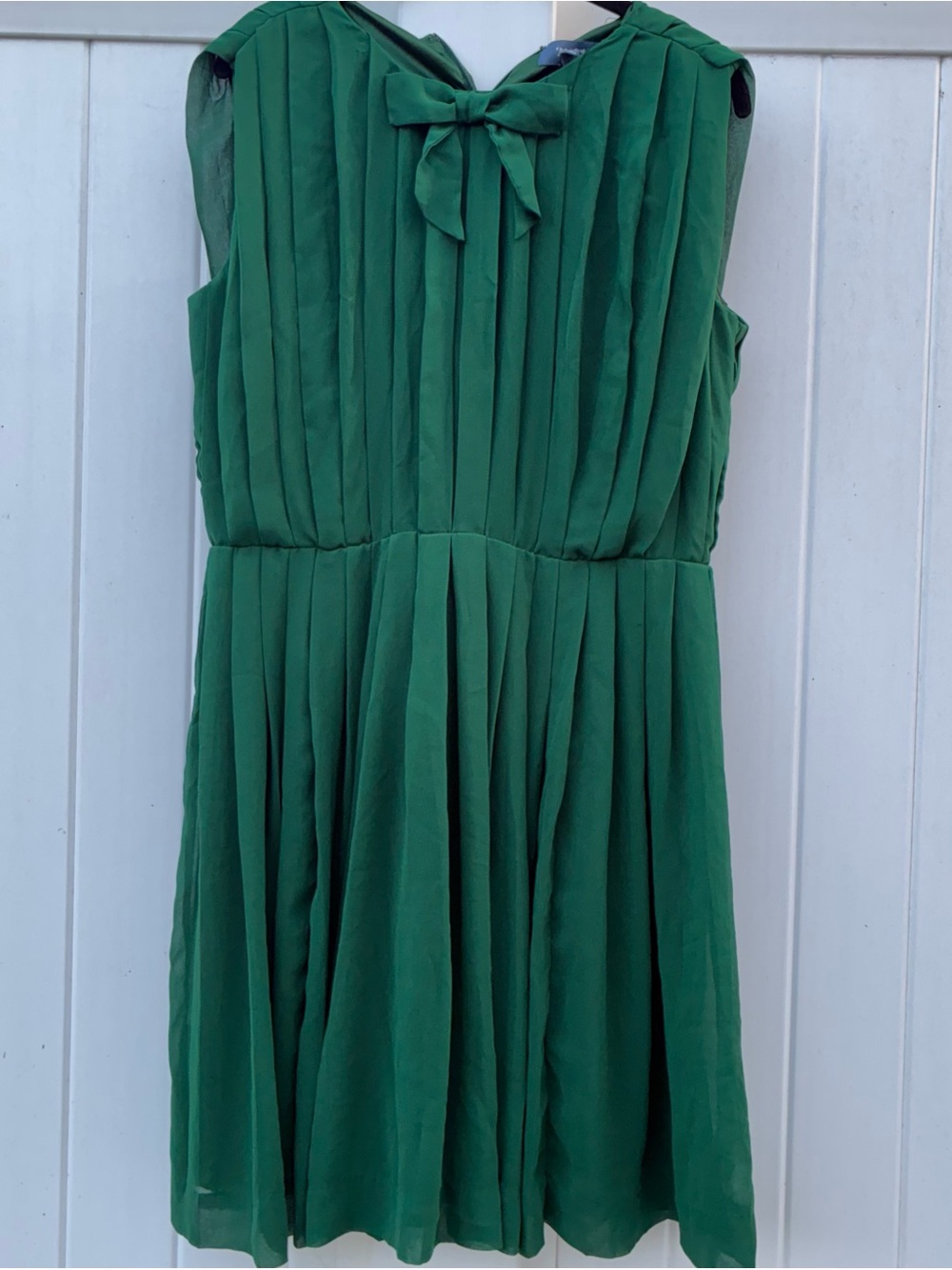 ModCloth Womens Green Dress Fit & Flare Pleated Retro Pinup Sleeveless Sz L - Picture 1 of 7